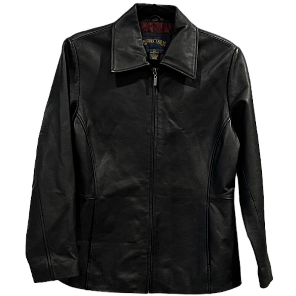 Shaver Lake Moto Jacket Women's PS Black Leather Long Sleeve Full Zip Collared
